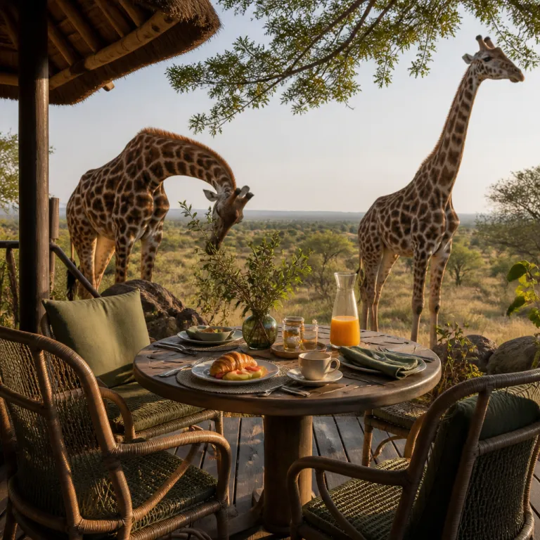 An elegant morning: a refined breakfast with giraffes at luxury safari lodges